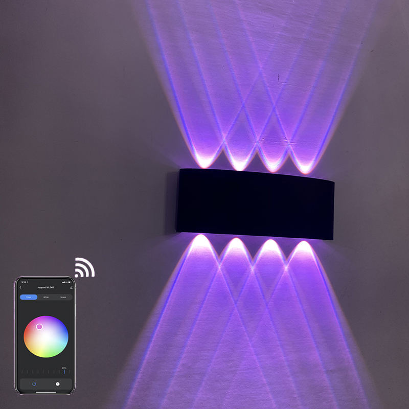 2022 Tuya APP Smart Home WiFi APP controllata 85-265V RGBW IP65 Lampada da giardino a Led impermeabile in alluminio Smart Led Outdoor Up And Down Wall Light