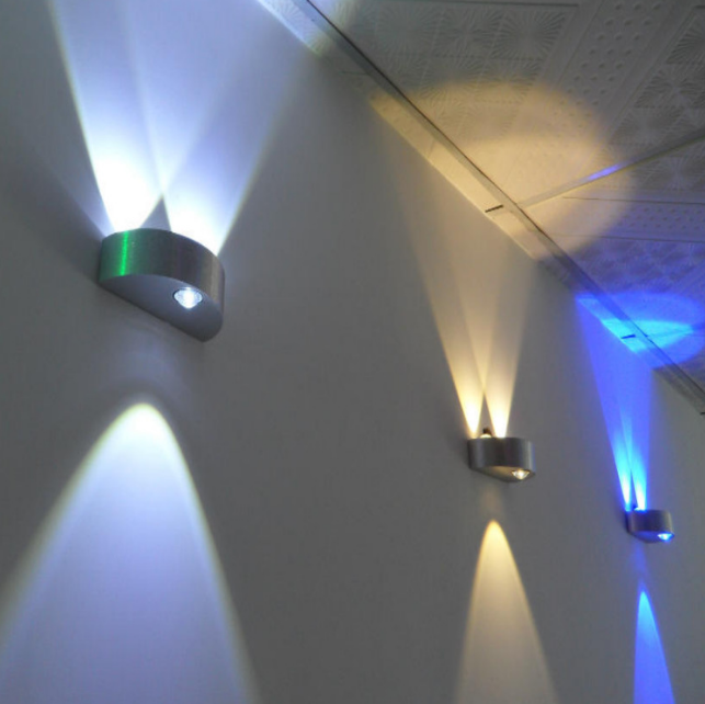 Lampada da parete a LED a semicerchio in stile unico 3w Applique da parete in alluminio su e giù per il soggiorno del corridoio del comodino della camera da letto di casa