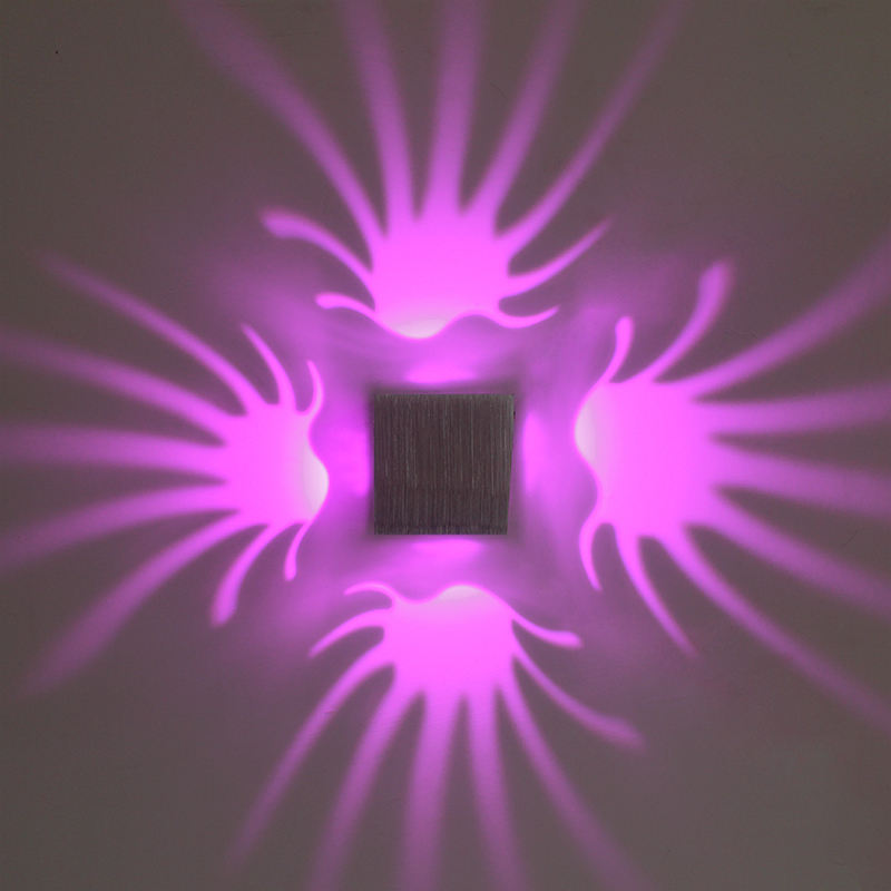 Lampada da parete RGB fantasia in alluminio da 3W per la decorazione della galleria d'arte, lampada da balcone anteriore, portico