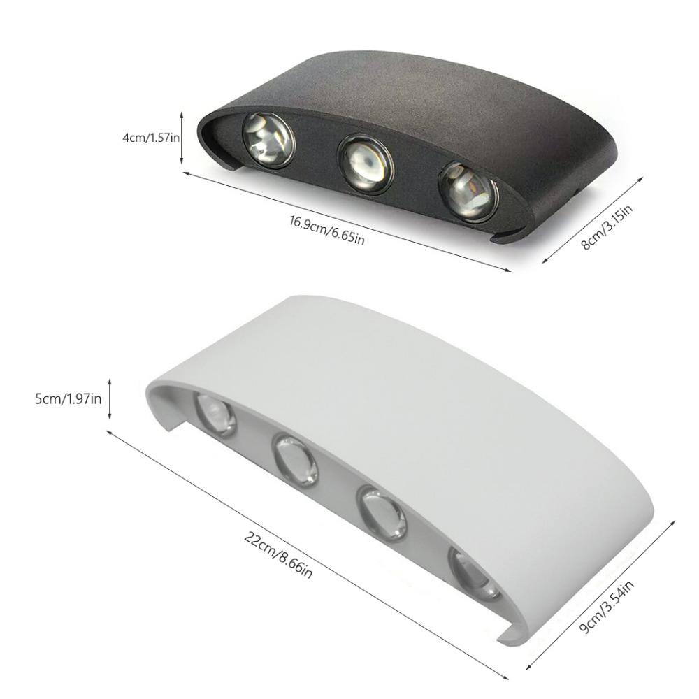 4W 6W 8W 10W 12W ovale su e giù per esterni lampada da parete impermeabile montata impermeabile IP65 applique da parete per esterni portico luce da giardino