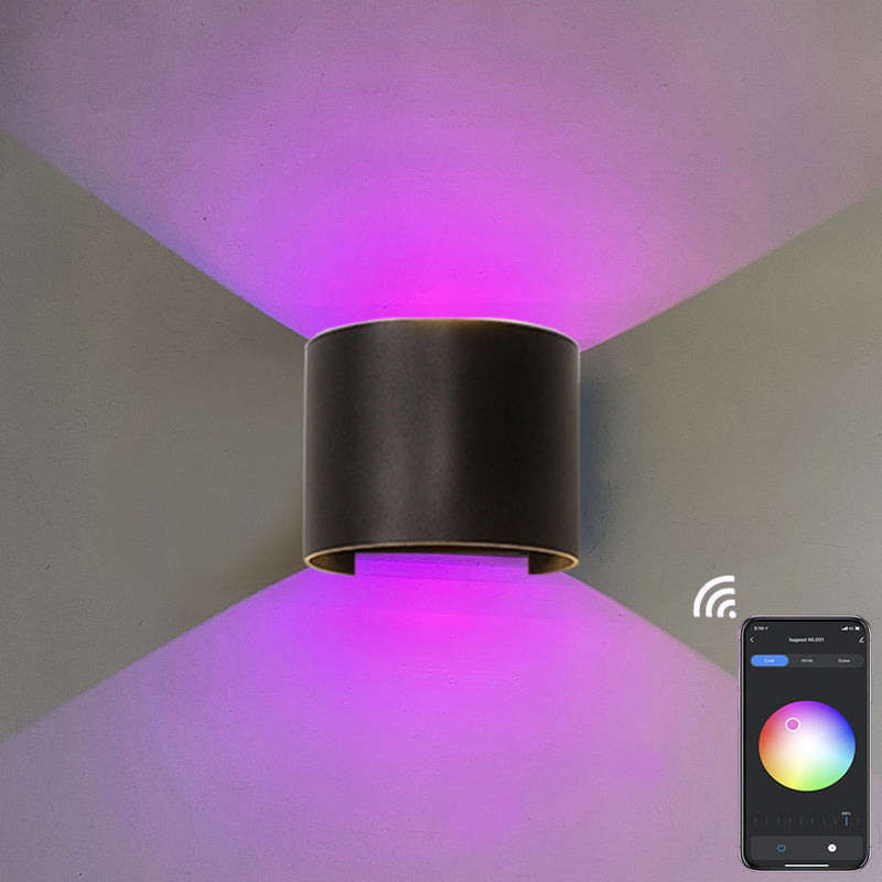 9W RGB TUYA APP controllo LED Applique da parete Impermeabile IP65 Portico Giardino su e giù Lampada da parete Lampada da parete impermeabile semicircolare