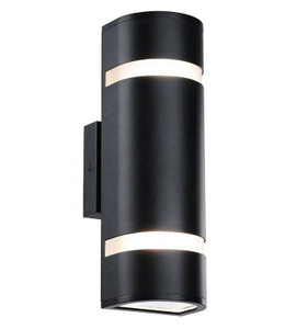 Applique da parete in alluminio leggero moderno a prova di acqua nera Applique da parete a 2 luci per esterni AC85-265 Lampada su e giù