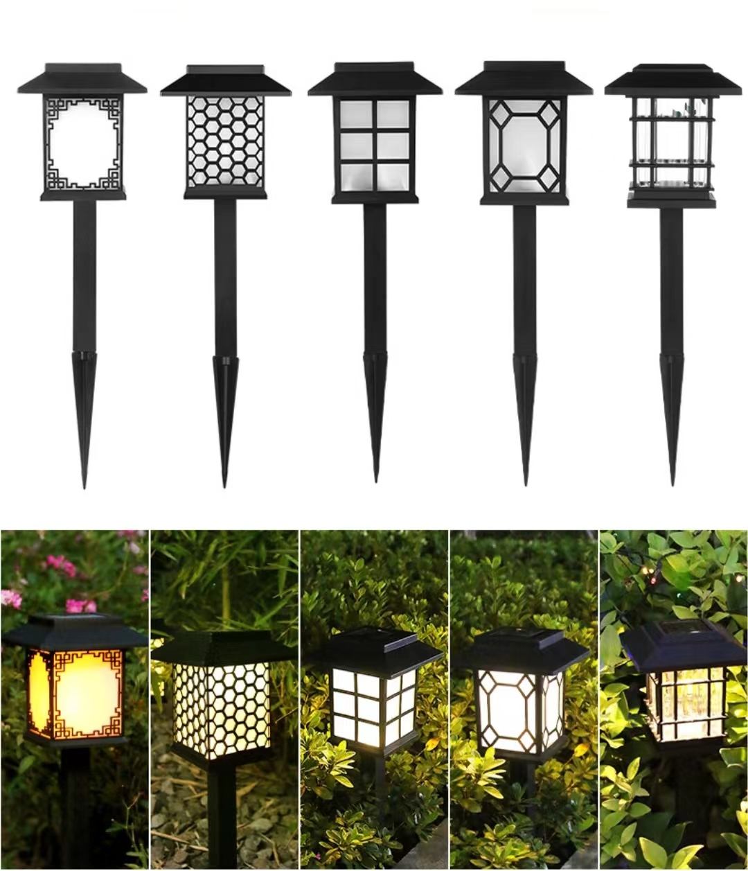 Tipo di casa Luce solare a LED impermeabile per esterni Lampada da prato solare Mini luce solare da giardino alimentata in stile cottage Spike Spot Piccola casa