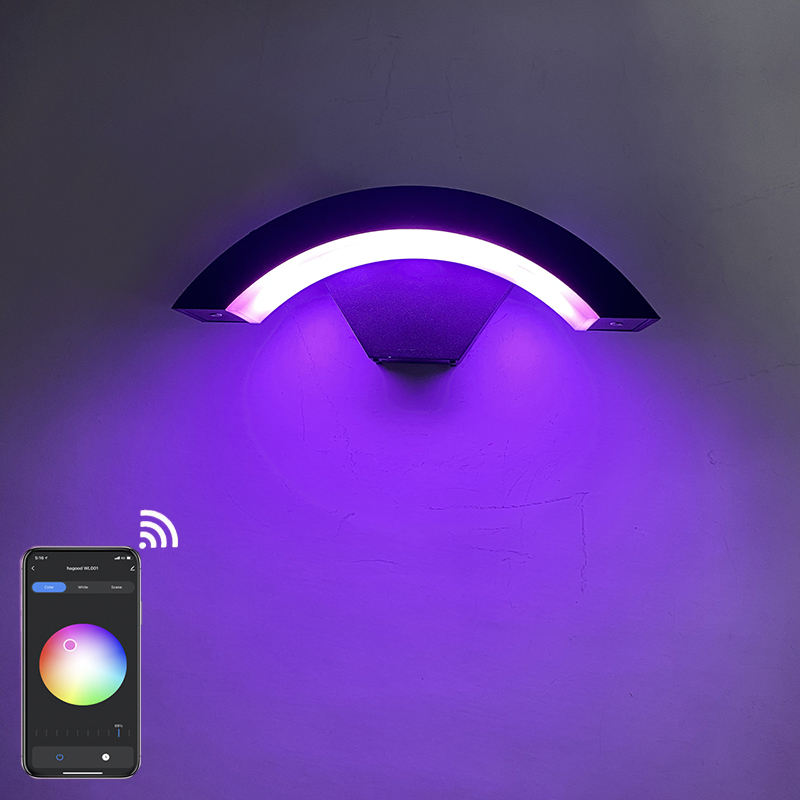 Tuya Controller APP Smart Life Illuminazione a LED per esterni Applique da parete Lampada da parete a cubo nera regolabile per montaggio su superficie