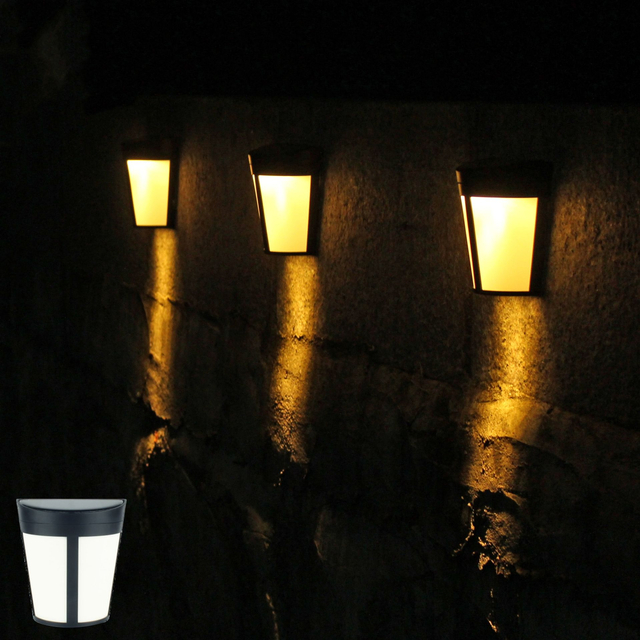 Lampada da parete solare nera trasparente in basso Lampada da esterno impermeabile per giardino domestico Terrazza Balcone Atmosphere Decor Light