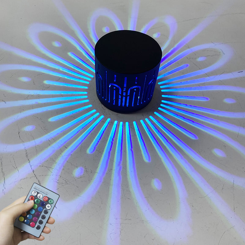 Lampada da parete 3W RGB Lampada da parete a fiore Luce notturna a distanza Foro a spirale montato a parete Lampada da parete decorativa a LED