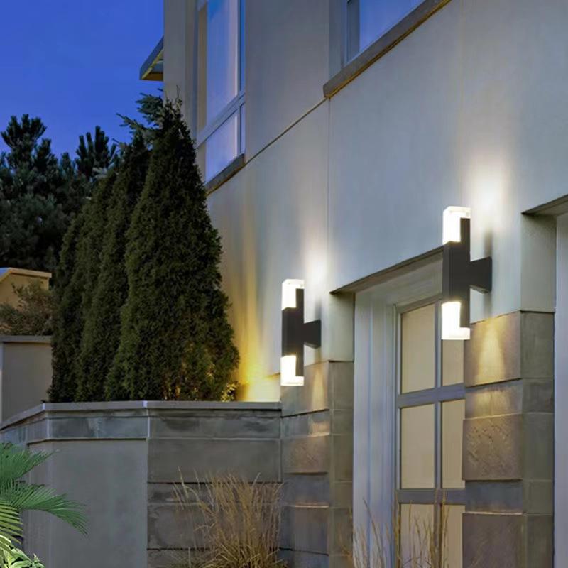 LED a doppia testa Sconce Light Square Outdoor Scale Corridoio Impermeabile Acrilico Creativo Applique da parete per esterni Cortile Balcone Sconce