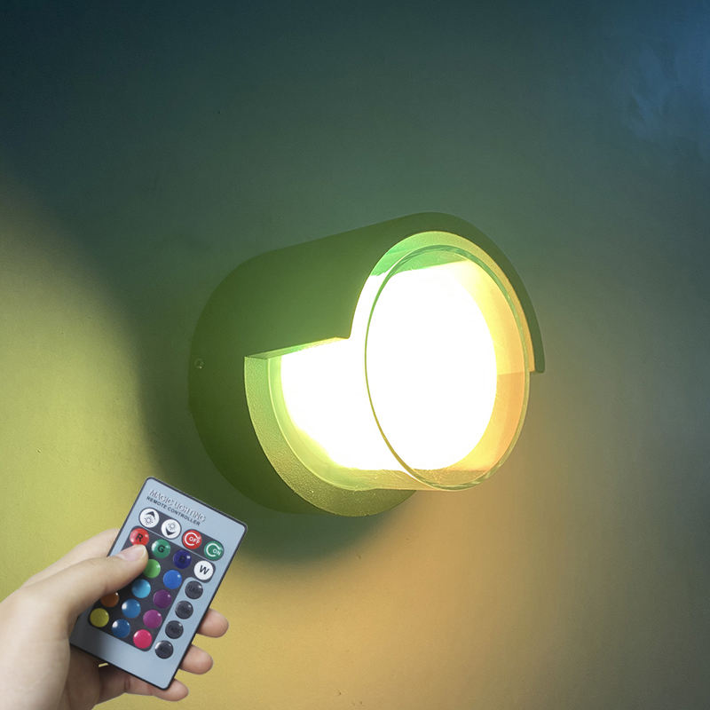 Applique da parete Art Déco in acrilico impermeabile con luce a LED per esterni Applique da parete Applique da parete a LED RGB con telecomando Wandlamp
