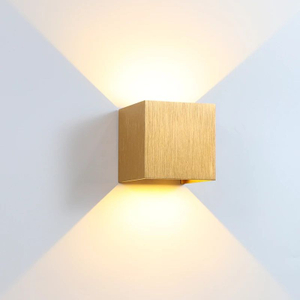 Lampada da Parete Sali e Giù 12W Impermeabile da Esterno Giardino Ip65 Luce Led Spazzolato Oro Argento Grigio