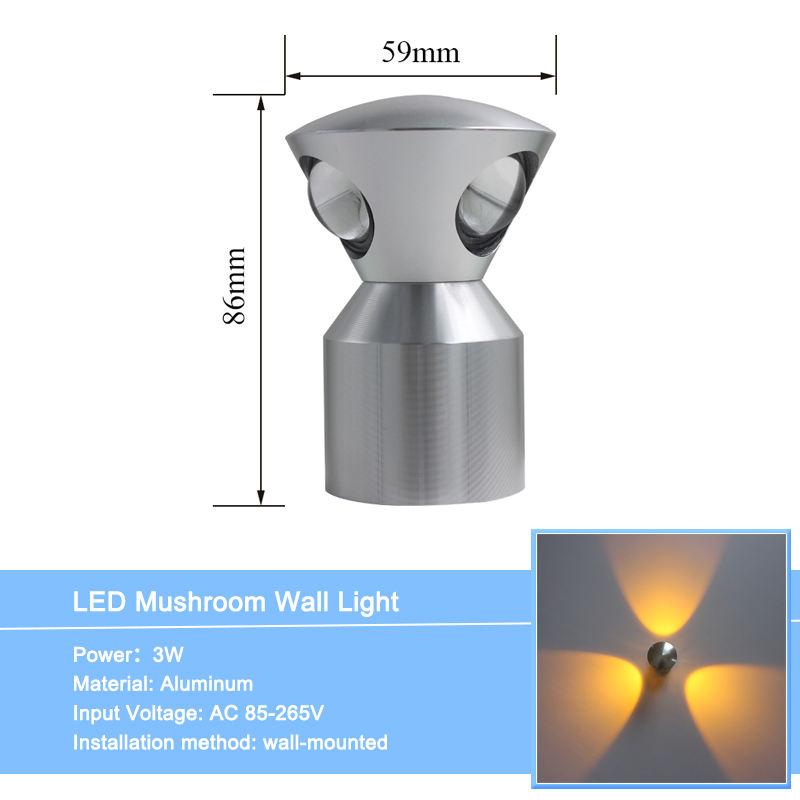 3W 4W 5W LED Applique da parete in alluminio Lampada da comodino rotonda Camera da letto Applique Apparecchio di illuminazione a parete