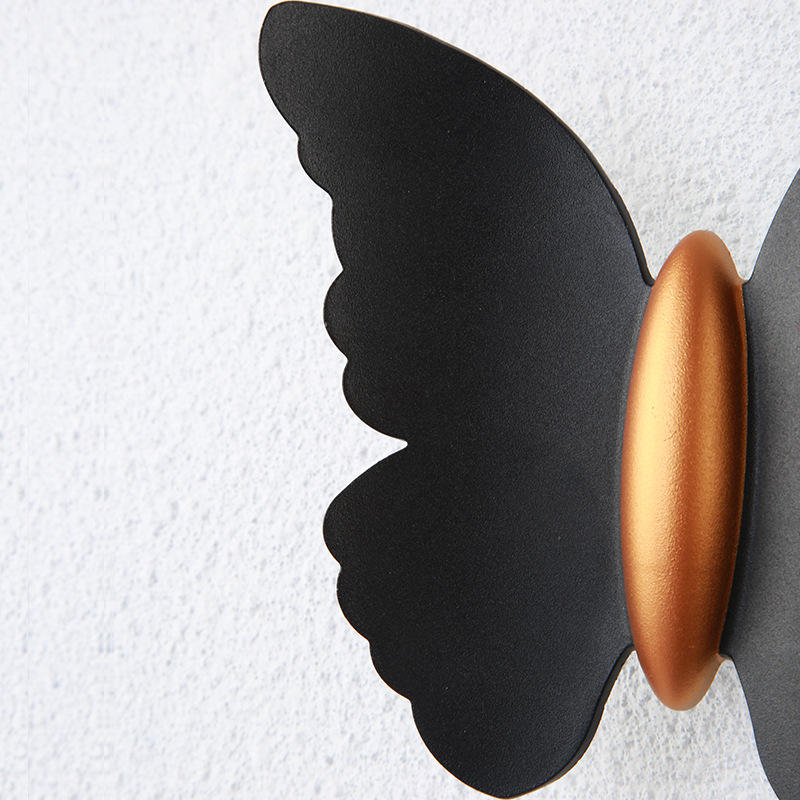 Applique da parete a forma di farfalla 6W nero + oro su e giù luce esterna luminosa cortile giardino soggiorno corridoio scala sfondo lampada da parete a led impermeabile