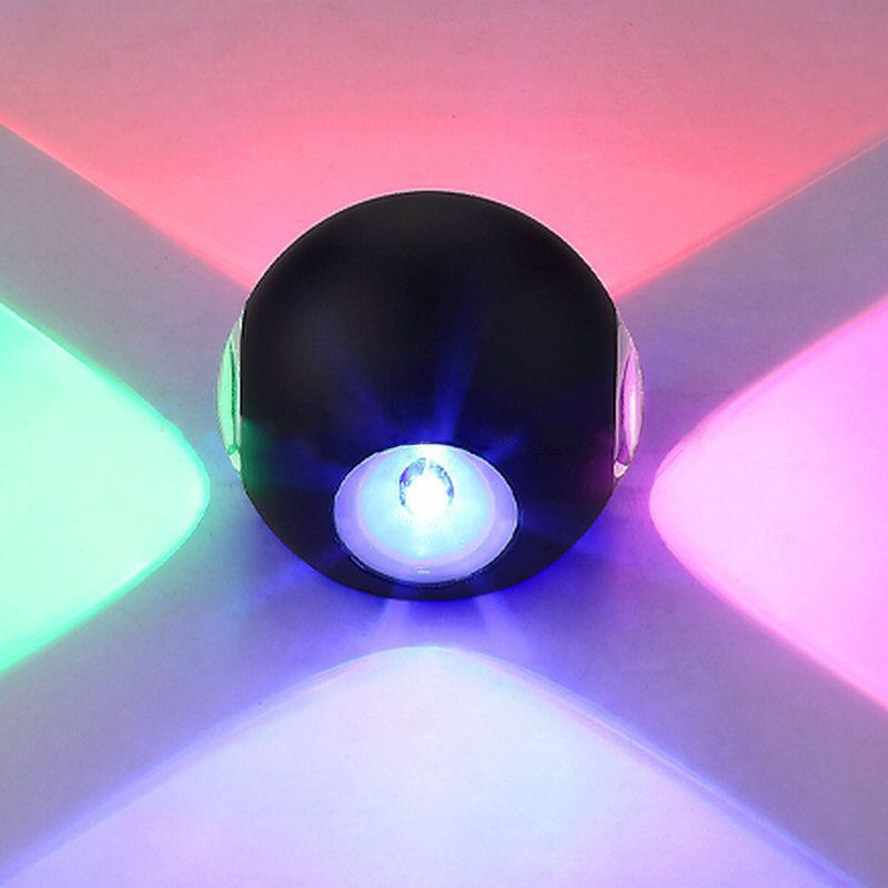 Lampada da parete a LED Lampada da parete impermeabile rotonda a quattro lati nera di alta qualità da 12 W per esterni per giardino decorativo colorato su e giù