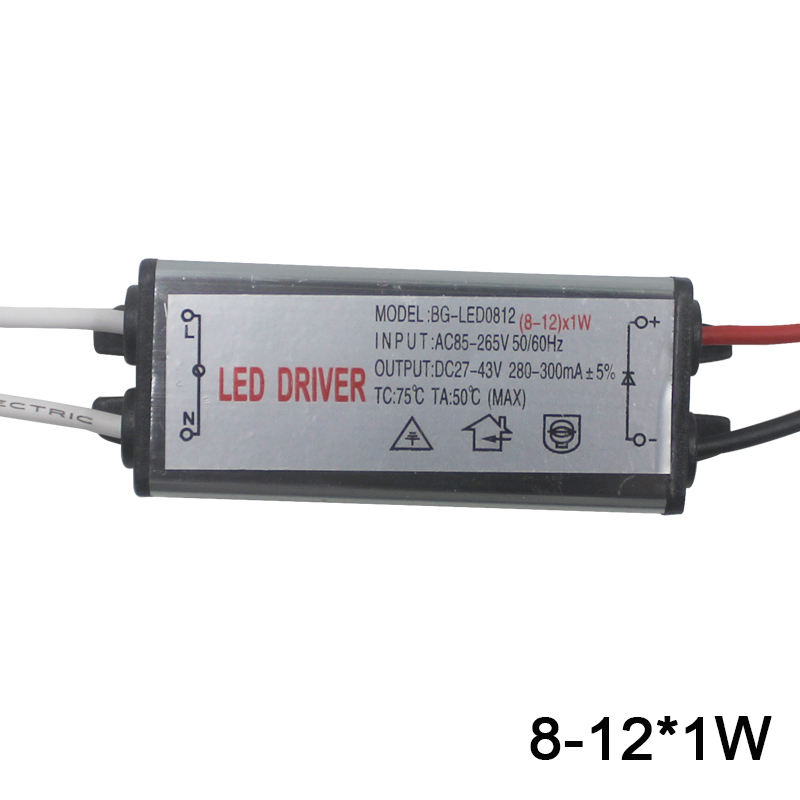 1-12W IP65 Impermeabile LED Light Driver AC85-265V DC3-43V Trasformatore LED Adattatore di alimentazione per lampada a LED per esterni / Chip