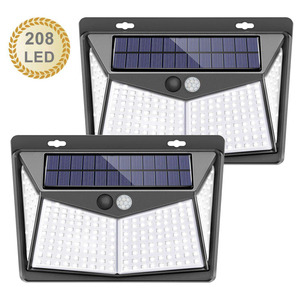 Lampada da esterno solare con sensore di movimento Lampada da parete solare 208 LED Illuminazione da giardino impermeabile con sensore per esterni