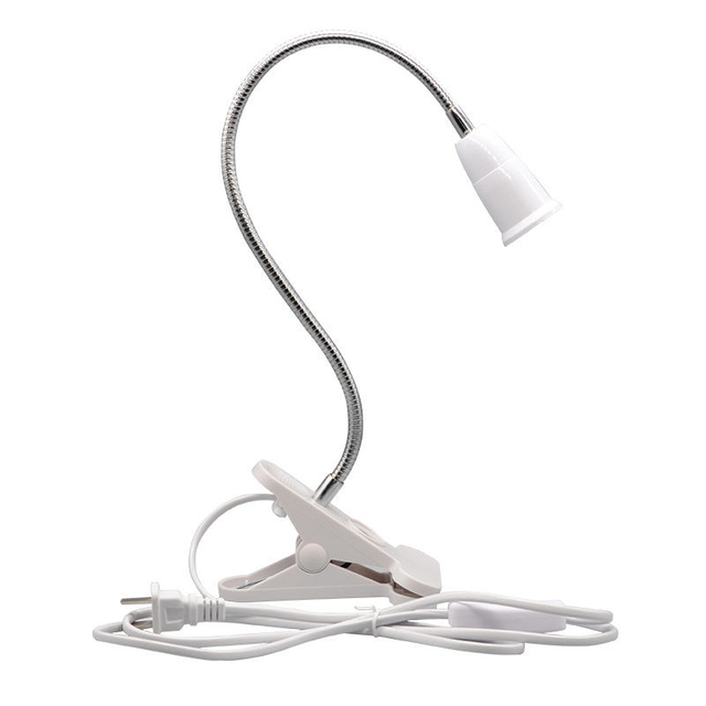 Portalampada da scrivania flessibile a 360 gradi E27 Presa luce a collo di cigno Cavo a clip con interruttore on off Spina per lampadina notturna