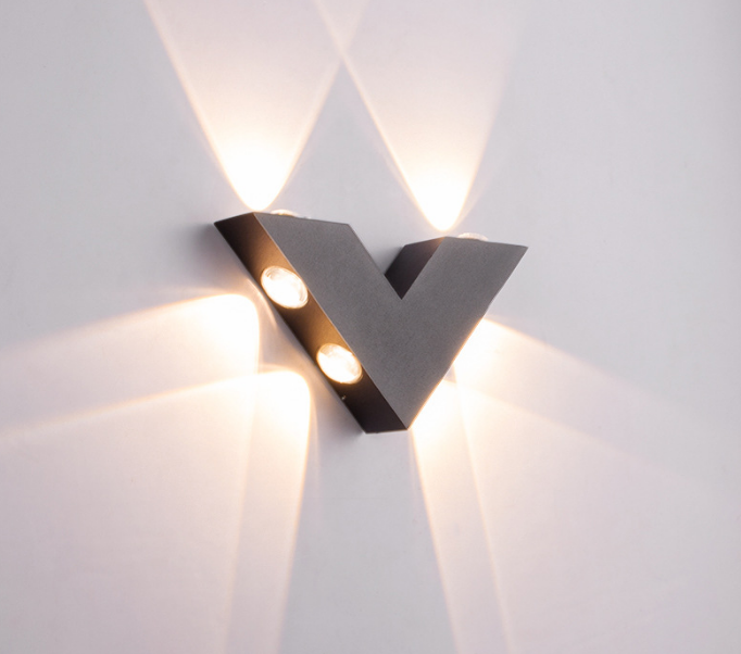 Applique da parete a LED a forma di V Luce creativa per esterni Patio impermeabile Apparecchio moderno per lampada a LED per la casa Apparecchi accoglienti professionali CALDO