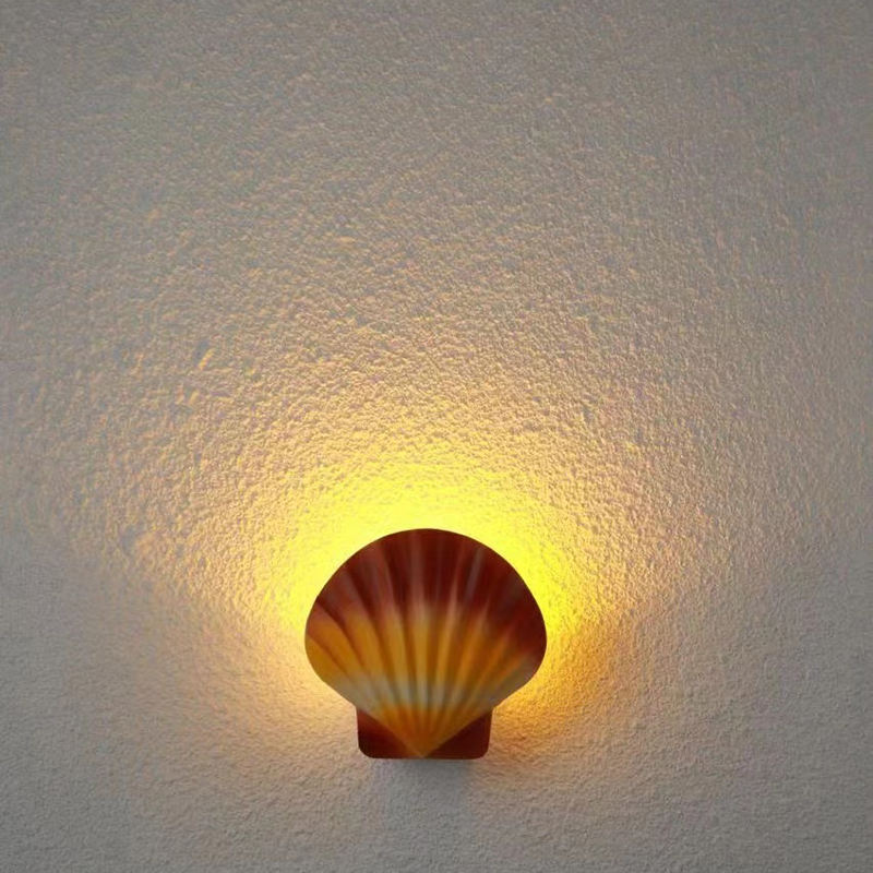2023 Lampada da parete impermeabile per esterno a conchiglia RGB 5W in stile tropicale Applique da parete piccola per la decorazione del cortile del giardino