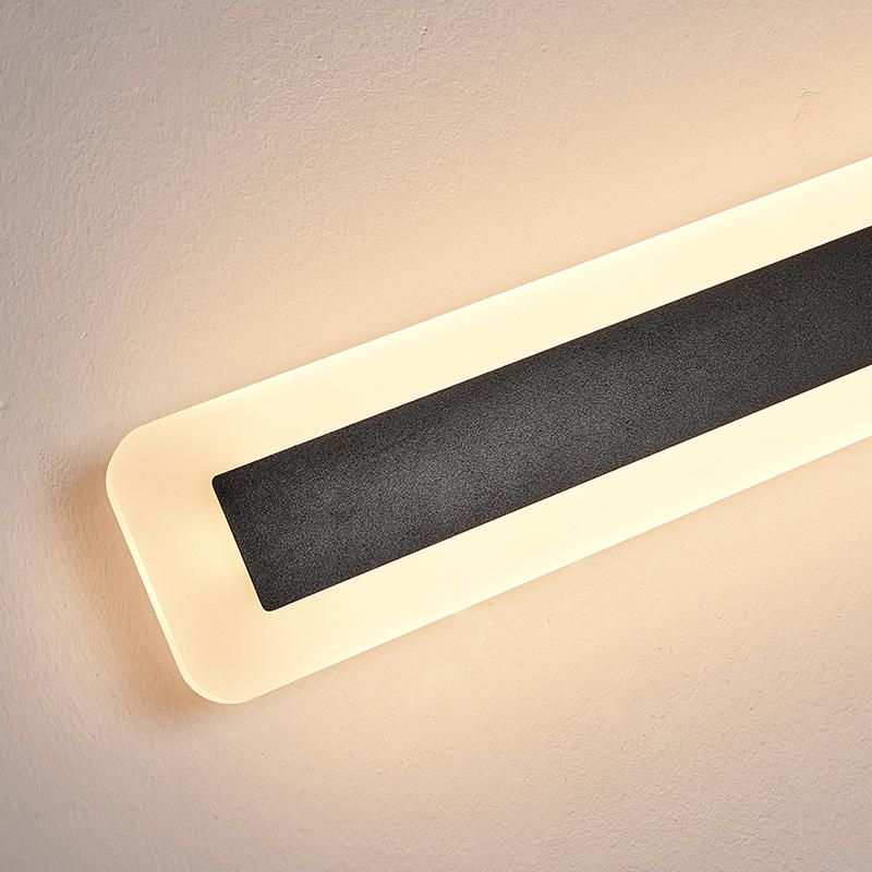 Lampada da parete moderna in alluminio per interni a striscia lunga semplice Lampada da parete per esterni impermeabile Alloggiamento applique da giardino a 360 gradi