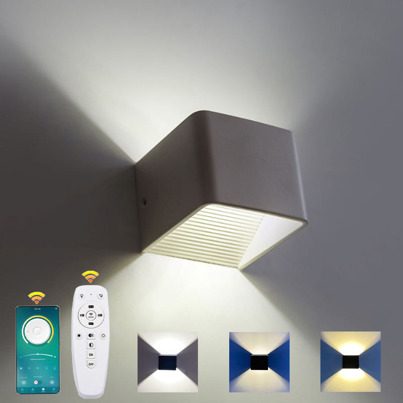 2.4G Lampada da parete a luce regolabile Lampada da parete a cubo Lampada da parete in stile europeo Lampada da parete a cubo in ceramica con controller 20W Lampada da parete per interni Corridoio Corridoio Lampada di buona qualità e prezzo basso