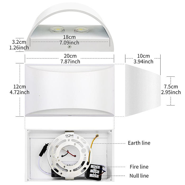 Lampade da parete su e giù da 10W Lampada da parete a LED in alluminio a LED in argento dorato Lampada da parete a LED per camera da letto Soggiorno Corridoio A parte Illuminazione