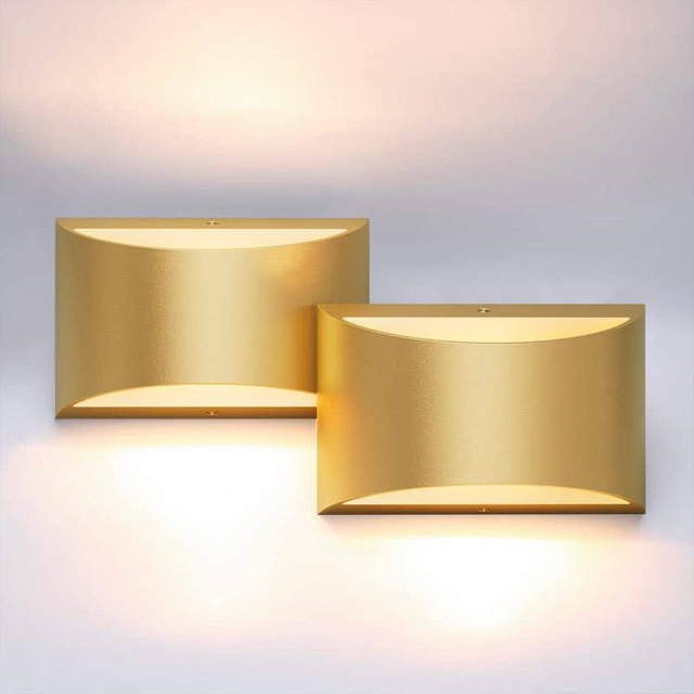 Lampade da parete su e giù da 10W Lampada da parete a LED in alluminio a LED in argento dorato Lampada da parete a LED per camera da letto Soggiorno Corridoio A parte Illuminazione