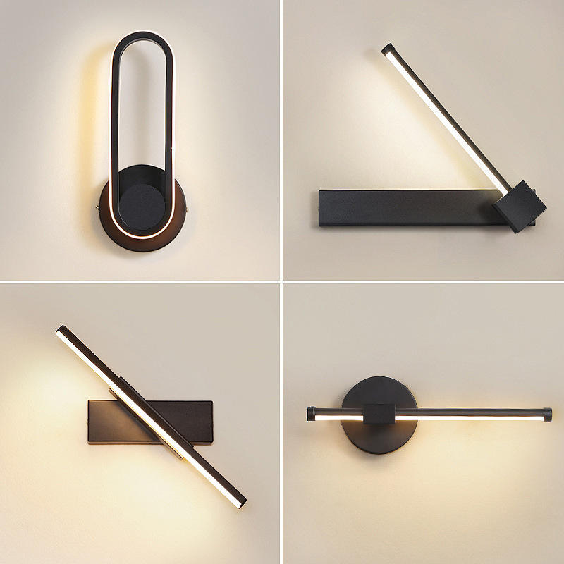 Lampade da parete moderne a LED 330 Comodino camera da letto girevole 6W AC85V-265V Applique da parete Lampada nera Corridoio Illuminazione per interni