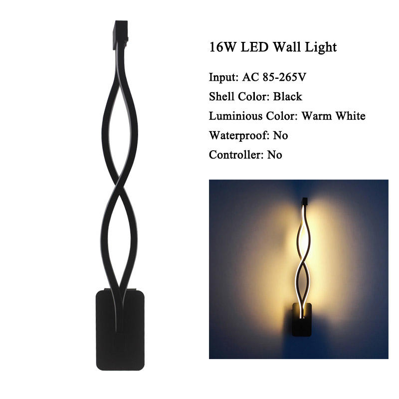 Decorazione moderna per la casa Lampada da parete a forma di onda in alluminio Up Down LED Applique da parete a LED per interni Holiday Garland Light