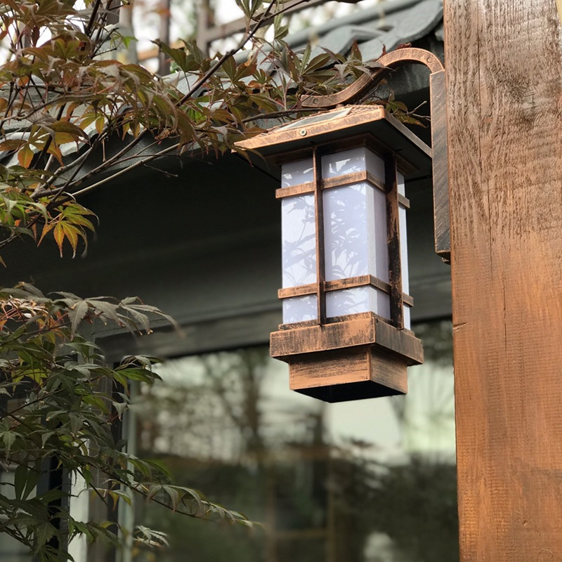 Lampada da parete solare per esterni Draadloze Wandlamp Lampada da giardino impermeabile Nuova porta da parete esterna per balcone in stile cinese in stile giapponese