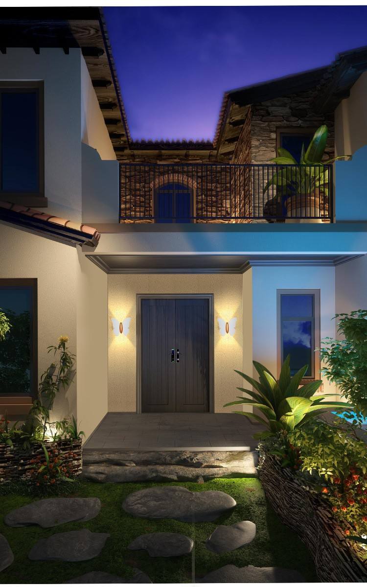 Lampada da parete a LED Lampada da parete per esterni a forma di farfalla Lampada da parete impermeabile IP65 per la decorazione del giardino Luce della staffa del corridoio