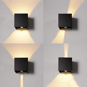 12W LED Applique da parete in alluminio Angolo regolabile Sensore di movimento Cubo Appartamento Angolo Villa Giardino Su e giù Doppia testa Lampade da parete per esterni impermeabili moderne