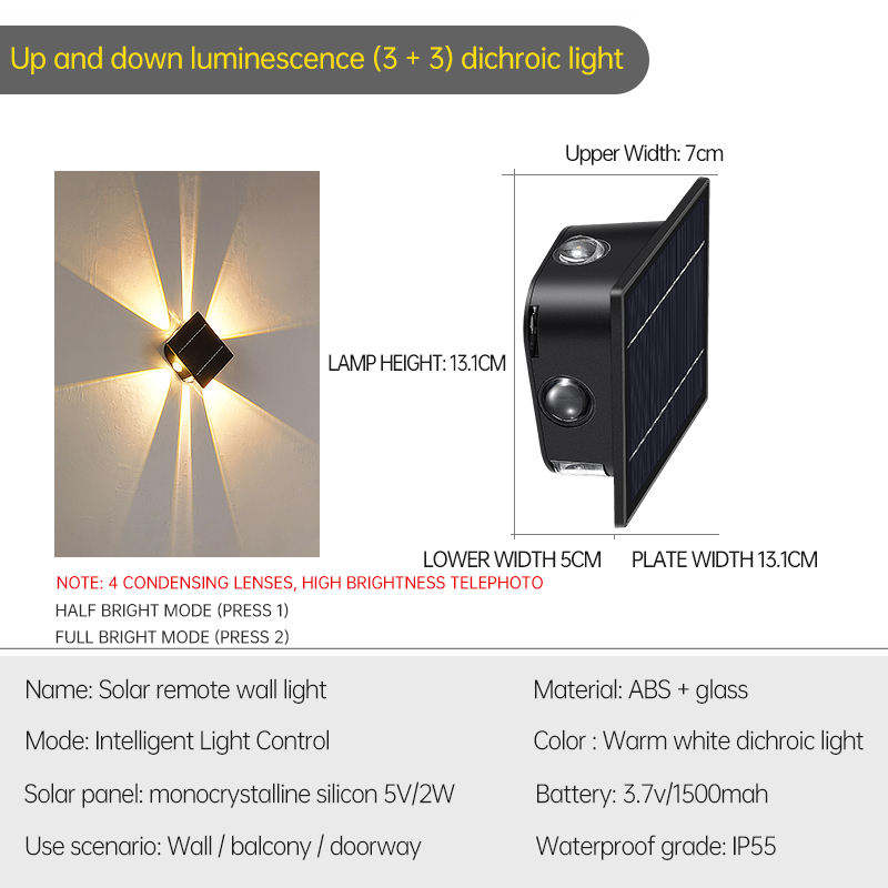 lampada solare lampade solari da esterno lampione solare IP65 Energia solare Luci solari da parete per esterni da giardino impermeabili