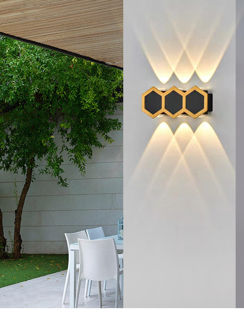 Lampade da parete Led Honeycomb Gold Black Light up and Down Corpo luminoso Lampada Stile di illuminazione Ufficio moderno Rohs Epistar Flusso di ingresso