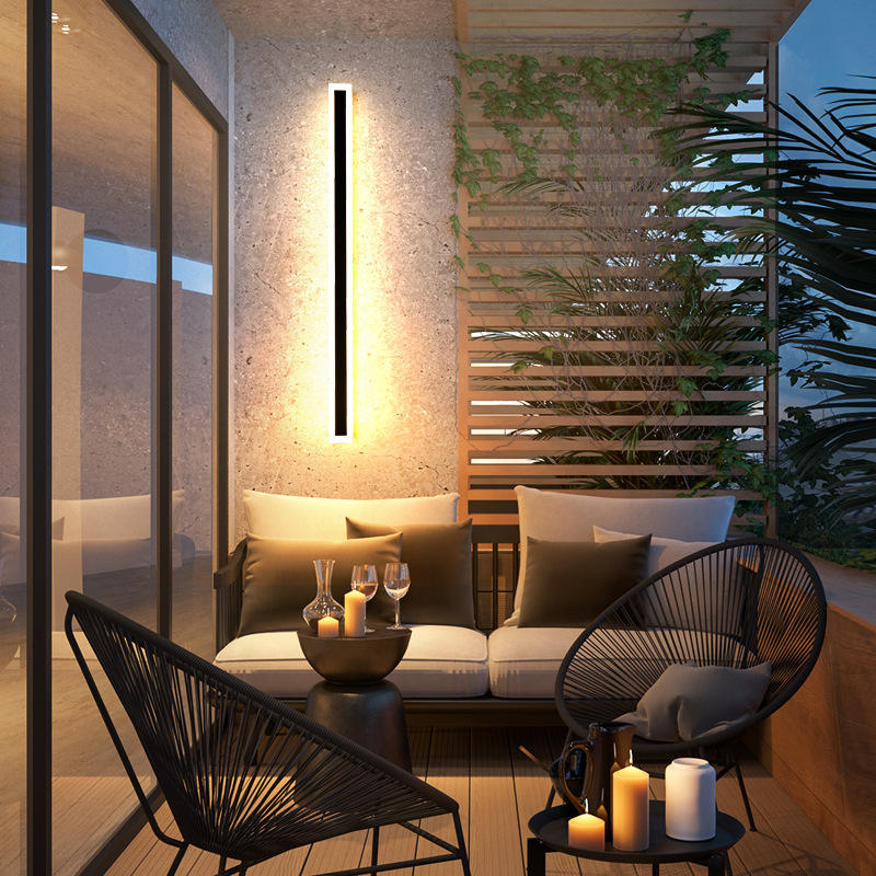 Lampada da parete impermeabile rettangolare moderna da giardino in alluminio a LED