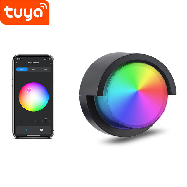 2023 Tuya APP Applique da esterno di alta qualità Wifi Lampada da parete impermeabile che cambia colore tramite Smart App Lamp