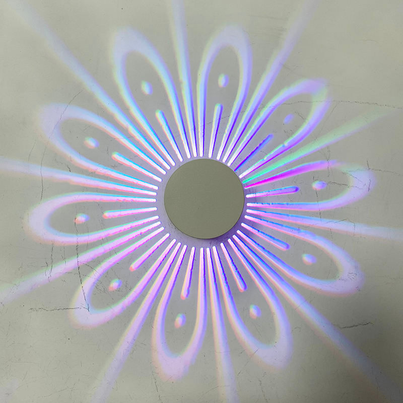 Lampada da parete 3W RGB Lampada da parete a fiore Luce notturna a distanza Foro a spirale montato a parete Lampada da parete decorativa a LED