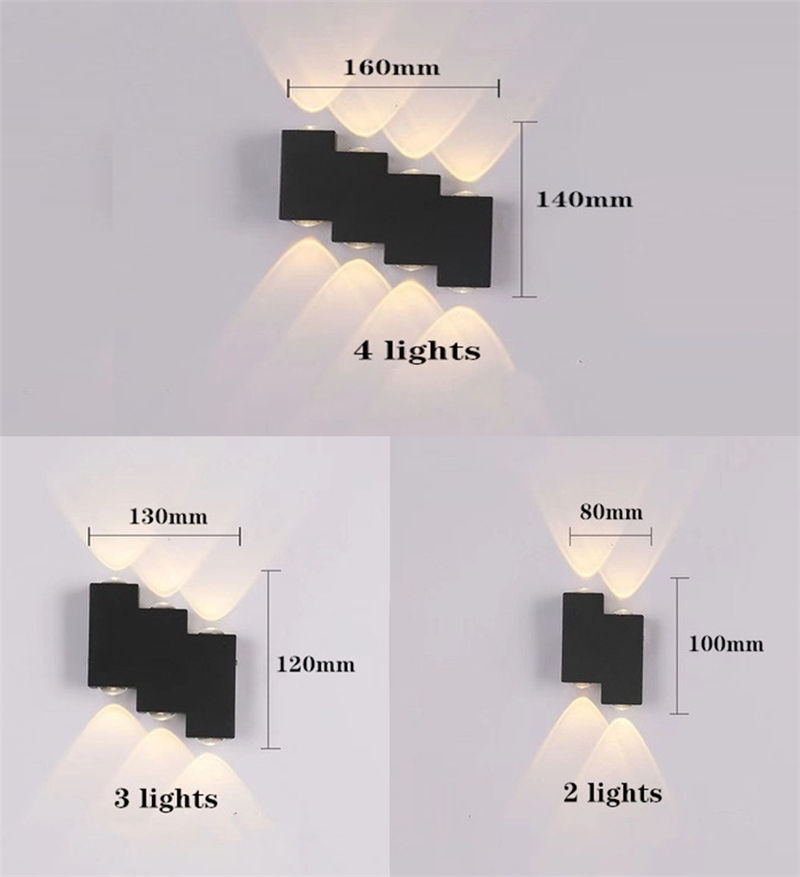 Lampada da parete per scale impermeabile a luce decorativa a LED 4 e moderna luce notturna per esterni Lampada da parete a LED per esterni Parete impermeabile