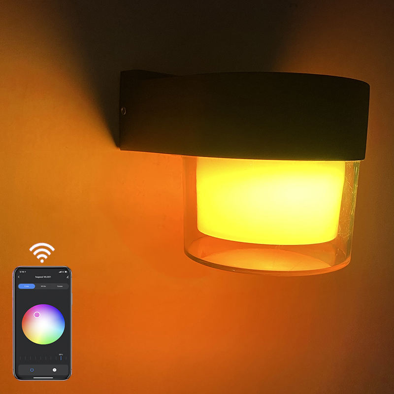 Lampade da parete a LED intelligenti 10W Outdoor Tuya Wifi Cube RGB App Dimmerabile Applique da giardino impermeabile Alexa Google Home Applique da parete in acrilico