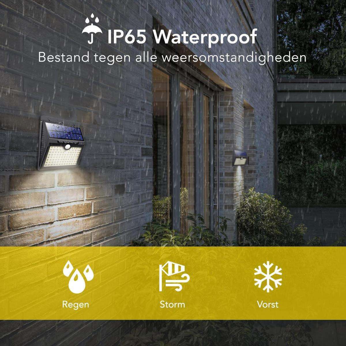 Lampada solare da esterno con sensore di movimento - 97 LED - Luce bianca - Illuminazione solare da giardino - Impermeabile IP65 - Per lampada da giardino/parete