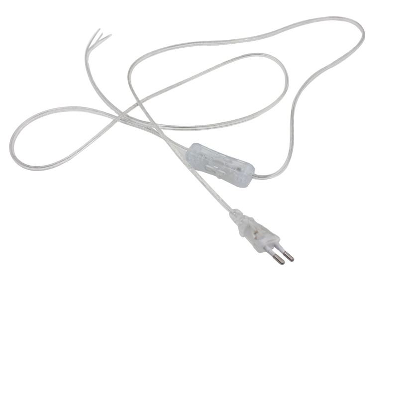 Cavo a 2 linee da 0,75 mm Cavo da 1,8 m On Off Cavo di alimentazione per lampada a LED con interruttore a pulsante Spina UE / USA Commutazione luce Prolunga cavo trasparente