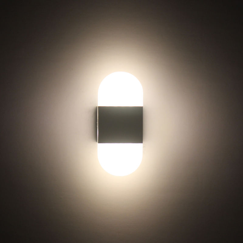 Applique da parete di alta qualità per camera d'albergo per comodino interno Lampada da parete in acrilico nero ad angolo retto Applique da parete a led da 6W con prezzo di fabbrica