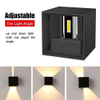 Wandlamp regolabile IP65 impermeabile per interni ed esterni cubo LED lampada da parete soggiorno camera da letto in alluminio su e giù per giardino portico luce