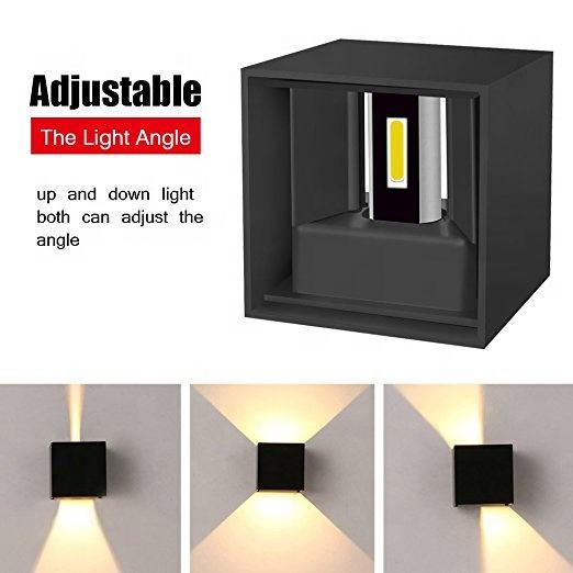 Wandlamp regolabile IP65 impermeabile per interni ed esterni cubo LED lampada da parete soggiorno camera da letto in alluminio su e giù per giardino portico luce
