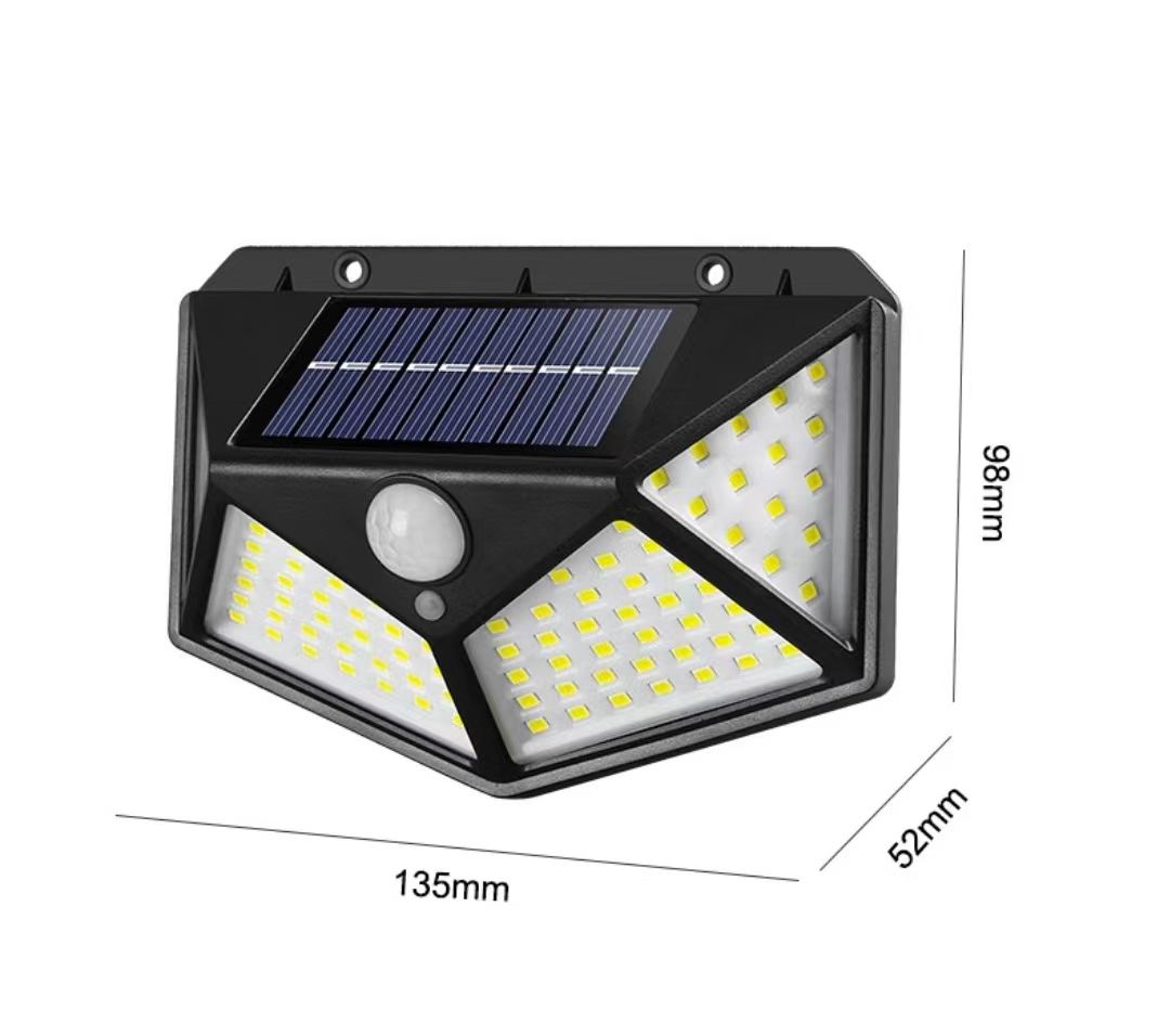 100 LED Lampade da parete solari Lampada solare per esterni Sensore di movimento Luce solare a energia solare Lampione stradale per luce da giardino