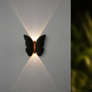 Applique da parete a forma di farfalla 6W nero + oro su e giù luce esterna luminosa cortile giardino soggiorno corridoio scala sfondo lampada da parete a led impermeabile